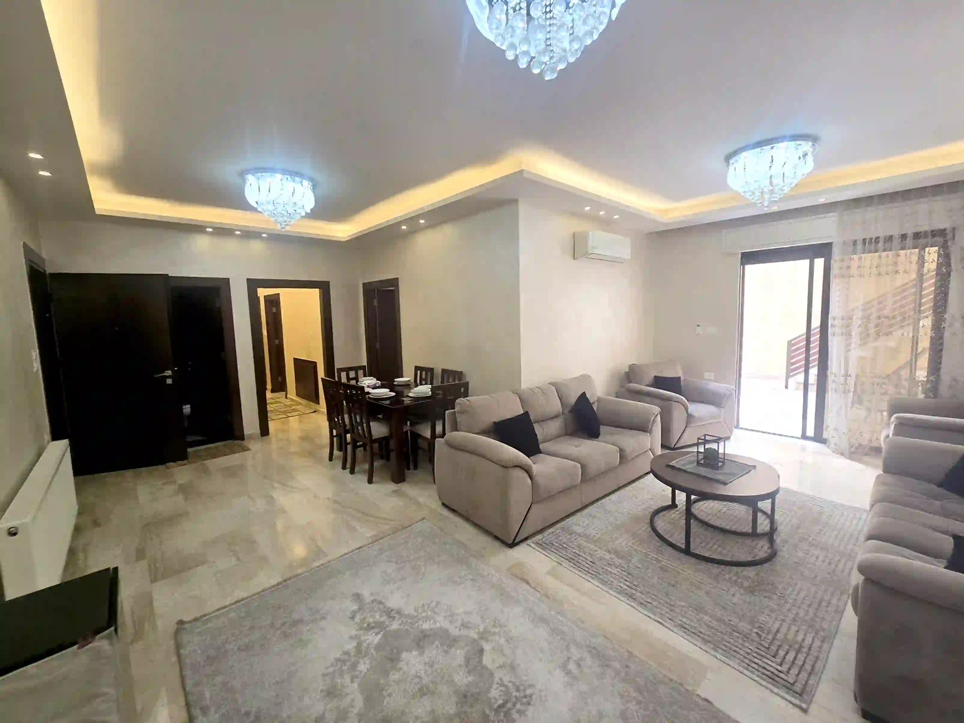Khalda Luxury Fully Furnished 3-Bedroom Semi-Ground Floor 160sqm Apartment with 150sqm Terrace & Private Entrance for Monthly Rent 900 JD 2