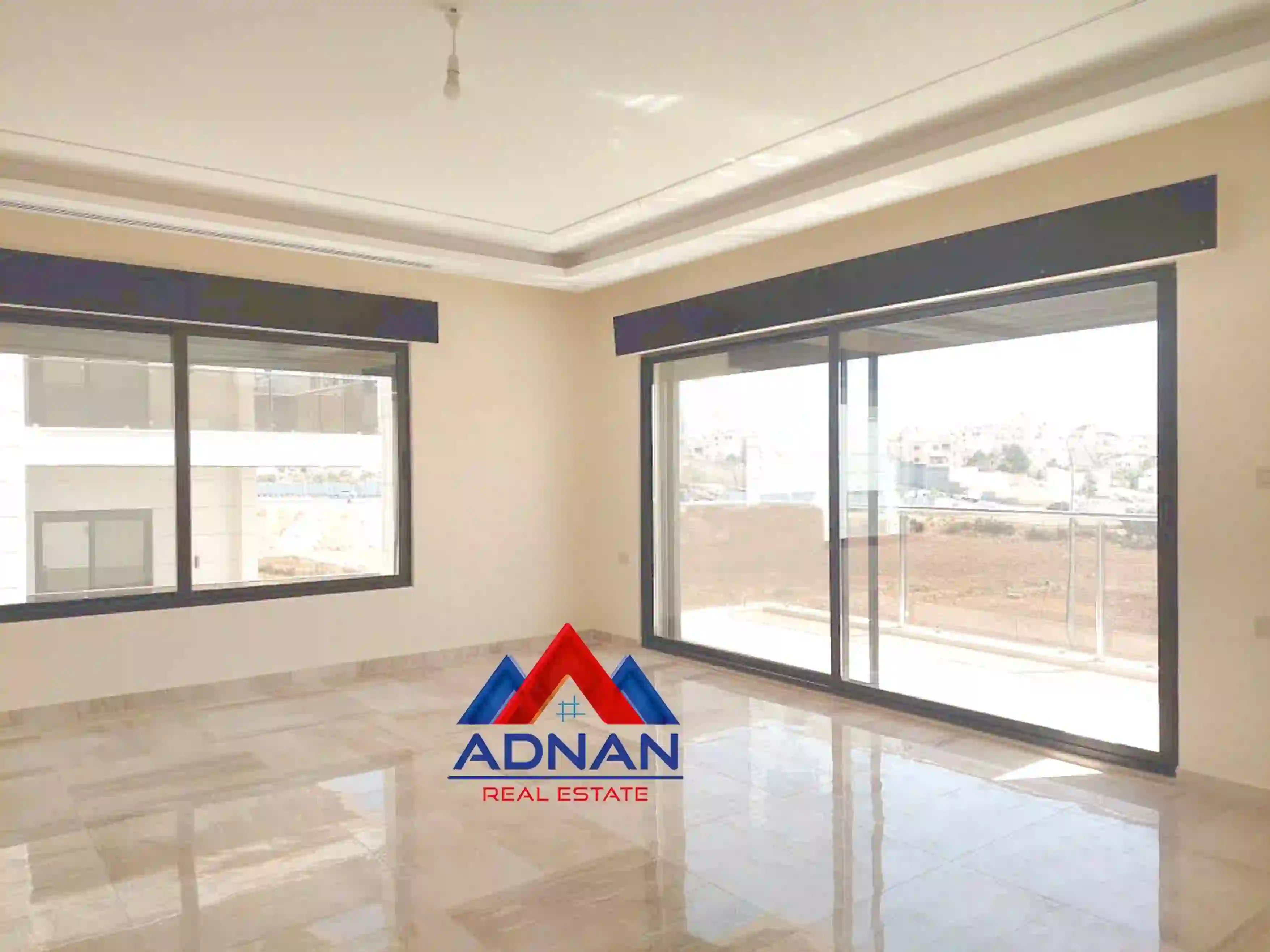 Khalda New Unfurnished First-Tenant 3-Bedroom 200 sqm First Floor Apartment Hussein Gardens View for Annual Rent 13,000 JD
