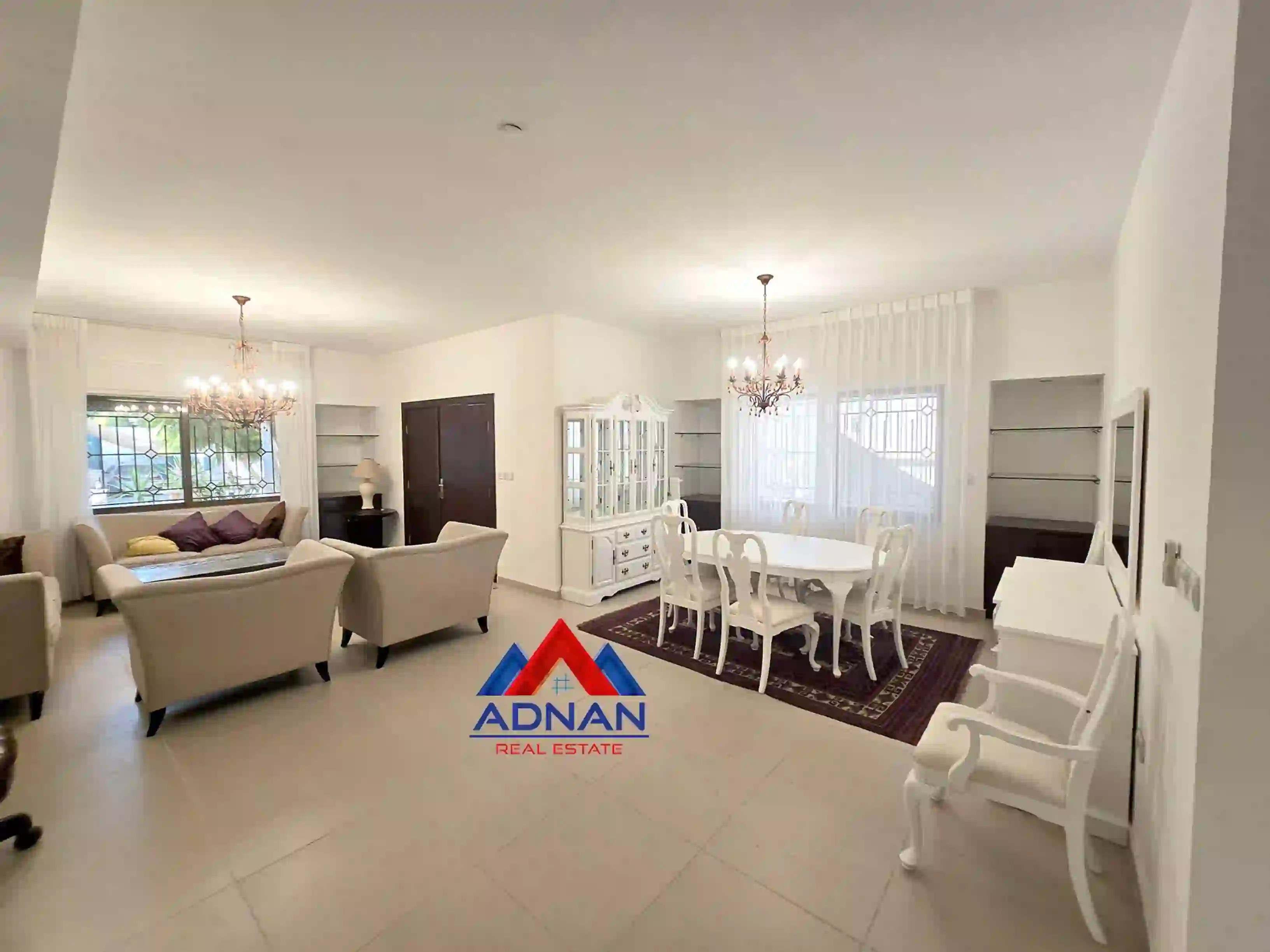 Abdoun Furnished Ground Floor 3-Bedroom 220 sqm Apartment with Shared Pool Private Entrance for Annual Rent 19,000 JD